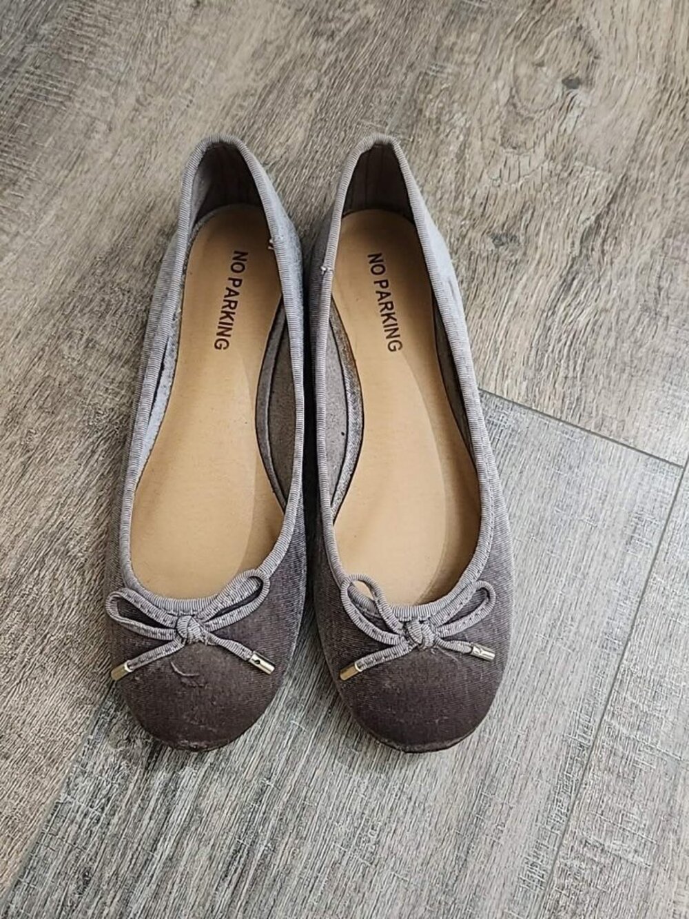 No Parking Grey velvet flats  sz 8